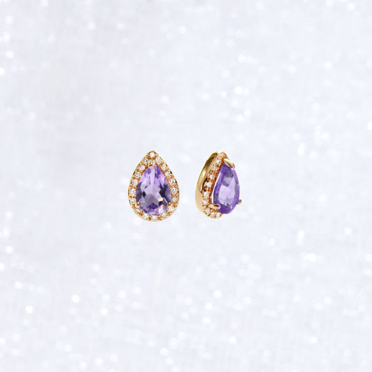 Pear Purple Amethyst Earrings