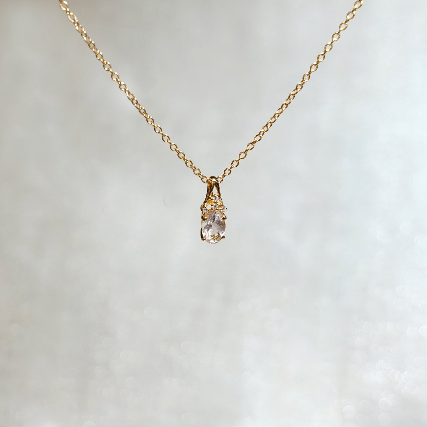 Vintage Morganite Minimalist Pendant