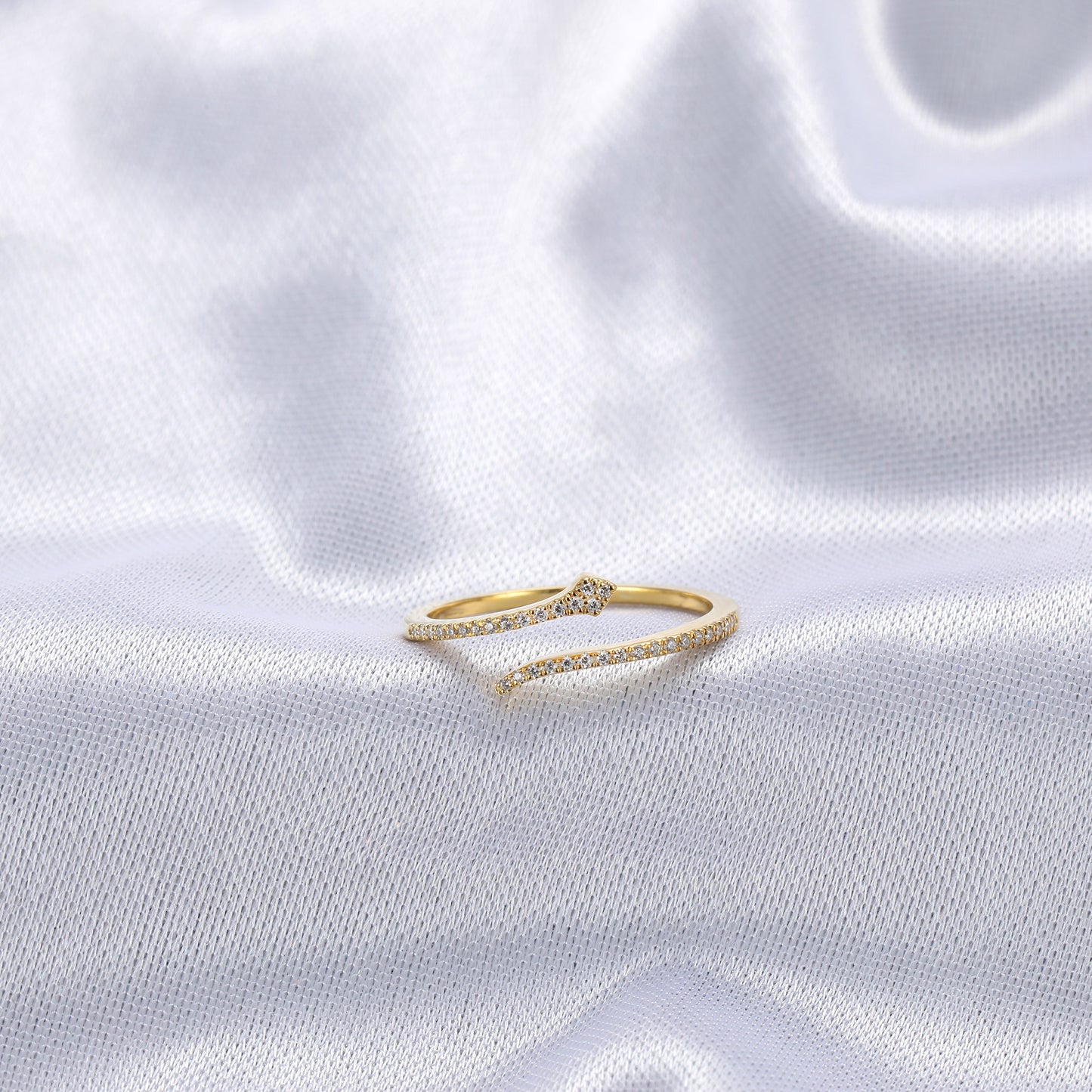 Gold Snake Diamond Open Ring