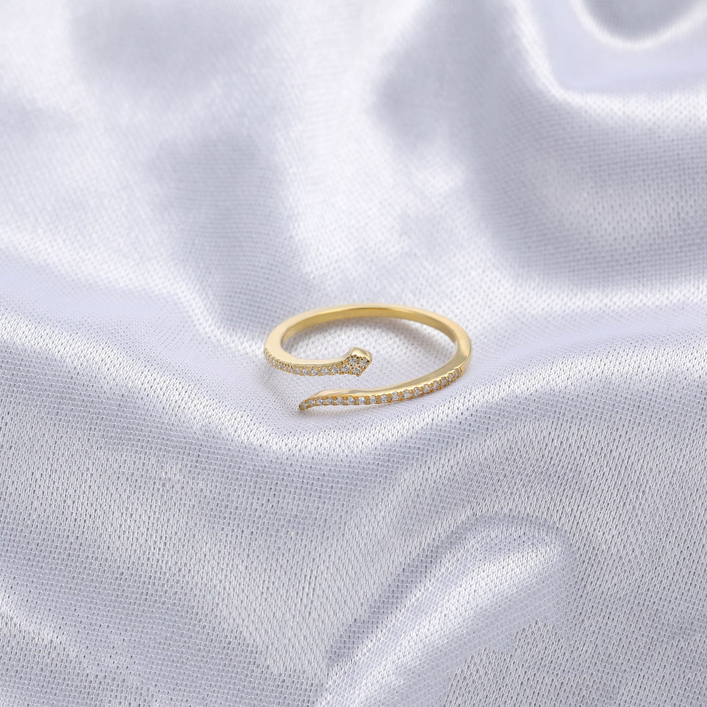 Gold Snake Diamond Open Ring