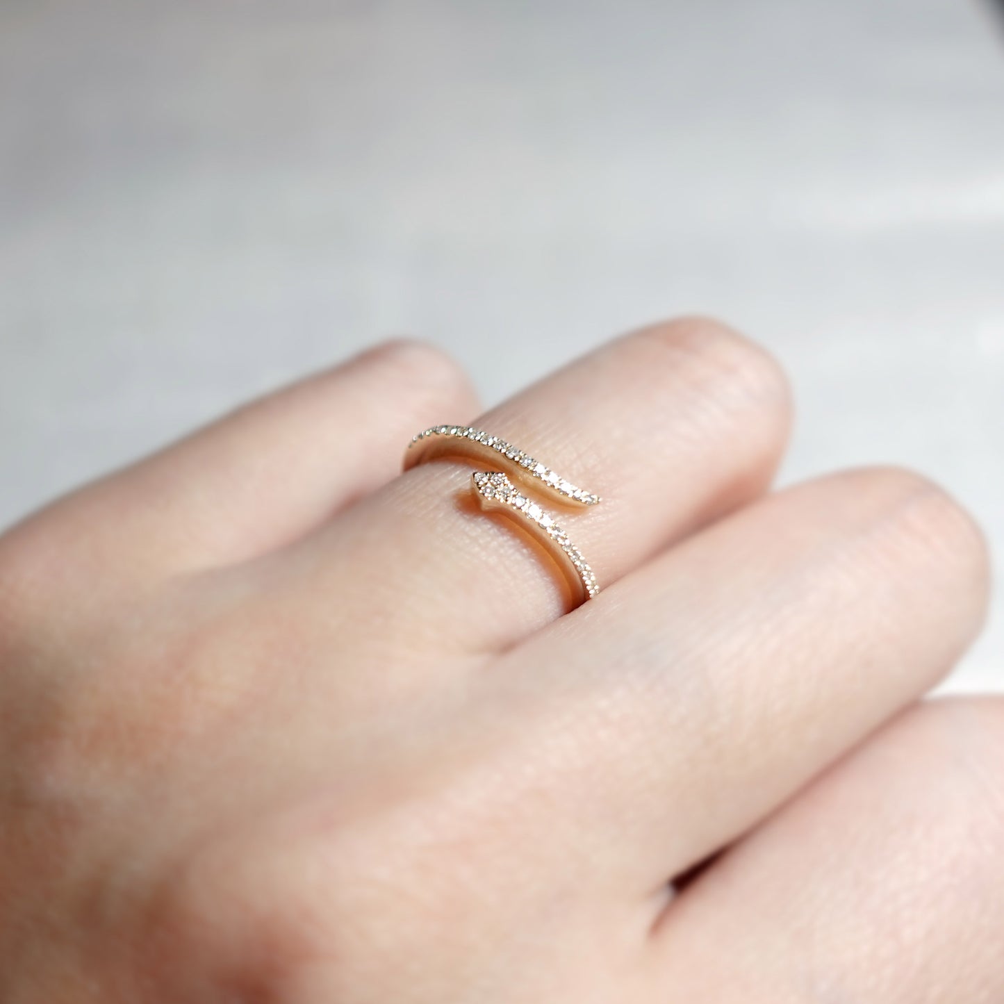 Gold Snake Diamond Open Ring