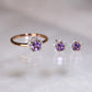 Amethyst Diamond Flower Ring