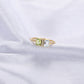 Emerald Cut Blue Topaz Peridot Ring