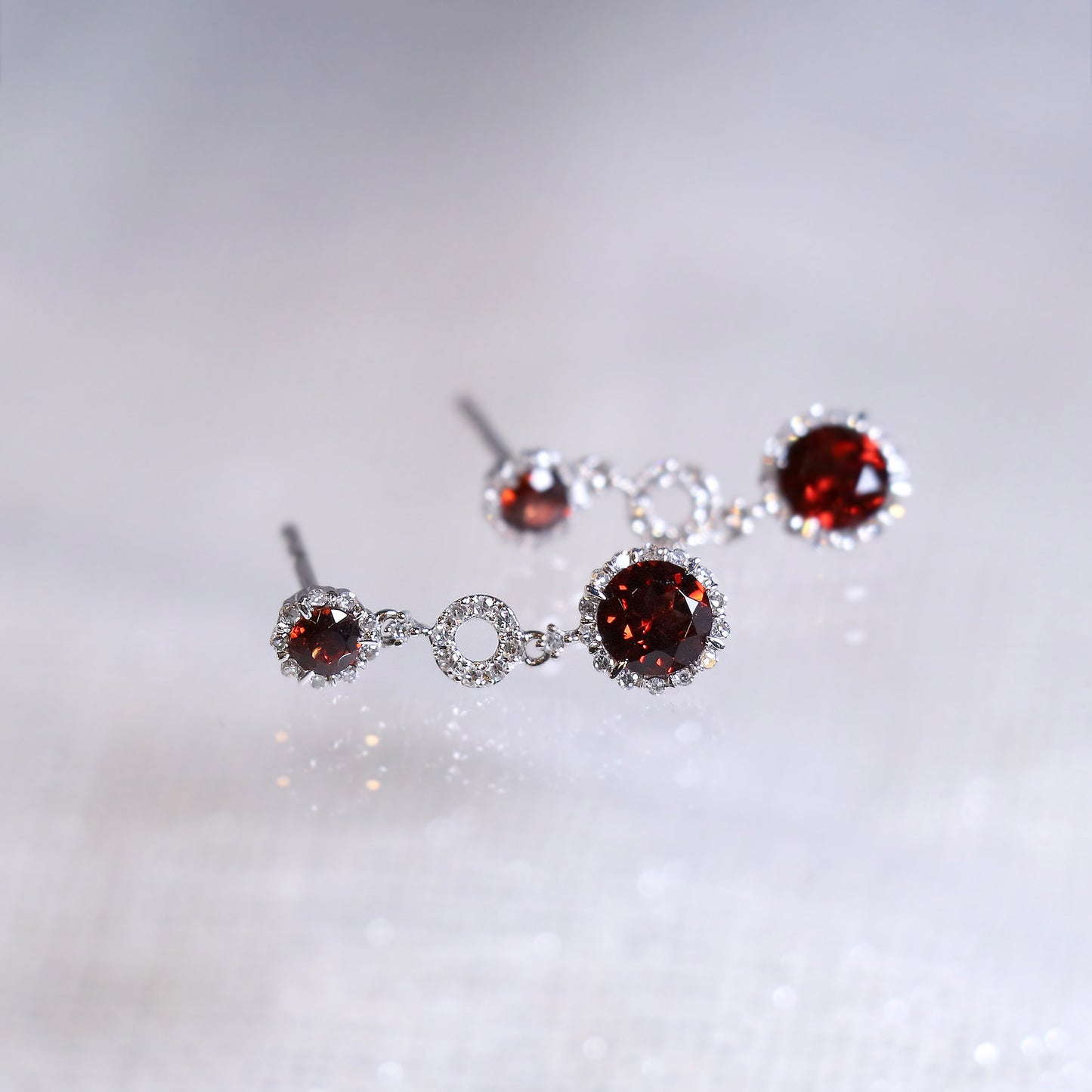 Garnet Diamond Drop Earrings