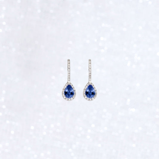 Pear Sapphire Huggie Earrings