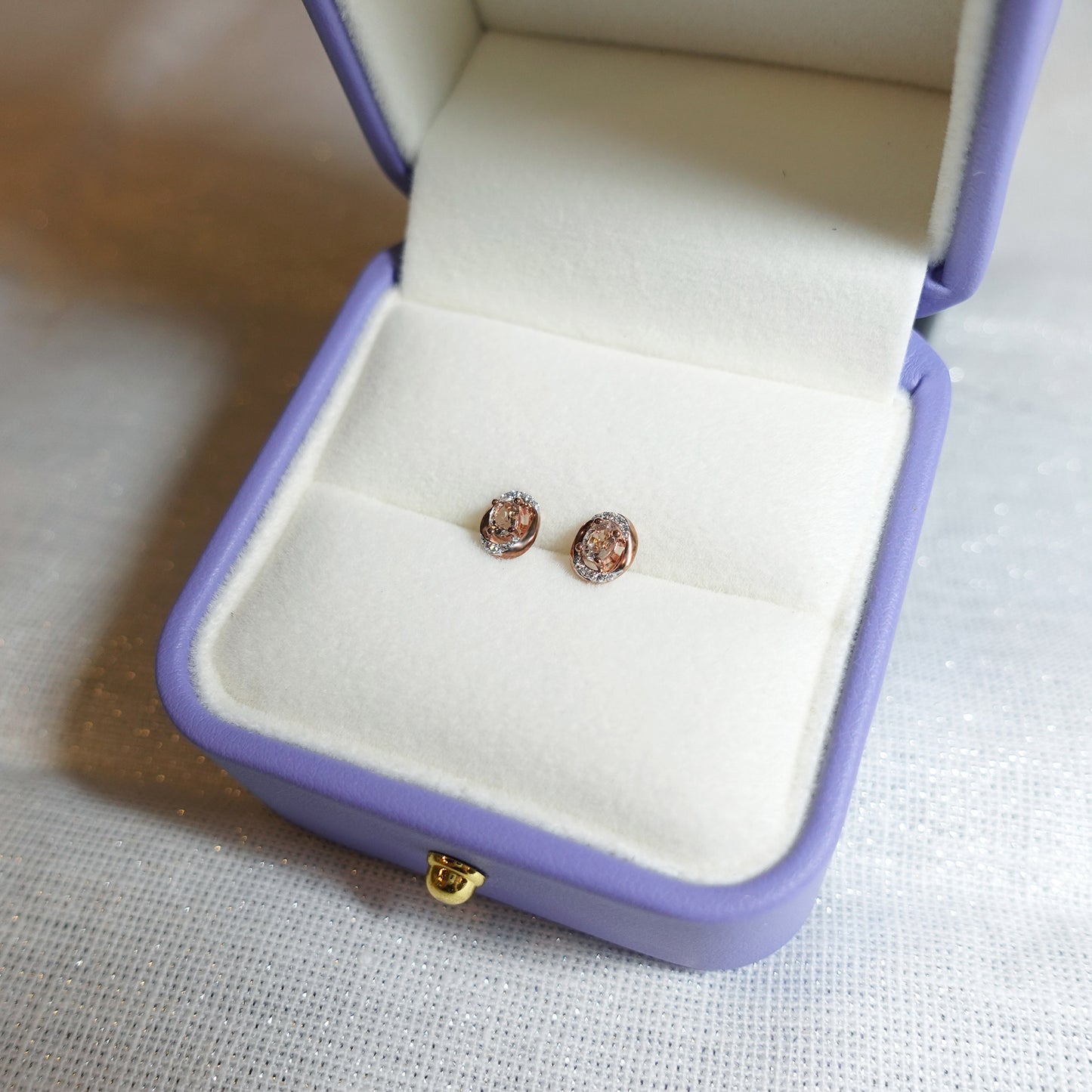 Oval Morganite Diamond Earrings