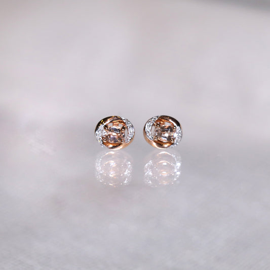 Oval Morganite Diamond Earrings