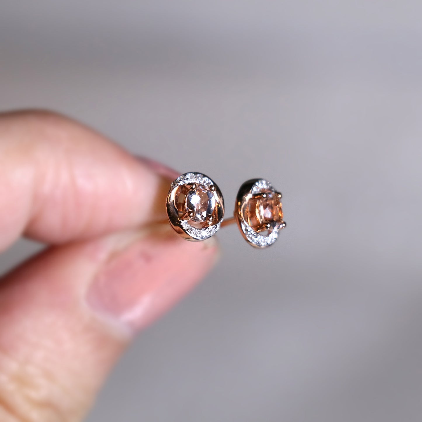 Oval Morganite Diamond Earrings