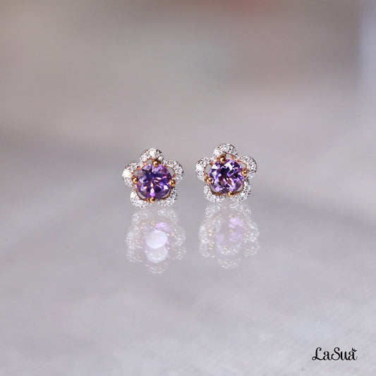 Amethyst Sakura Flower Earrings