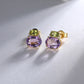 Oval Peridot Amethyst Stud Earrings