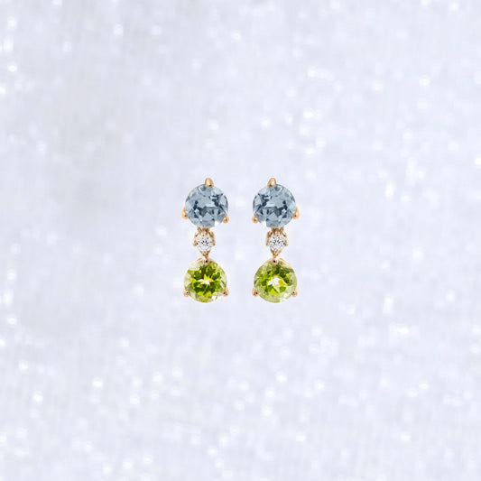 Peridot Topaz Diamond Gold Drop Earrings