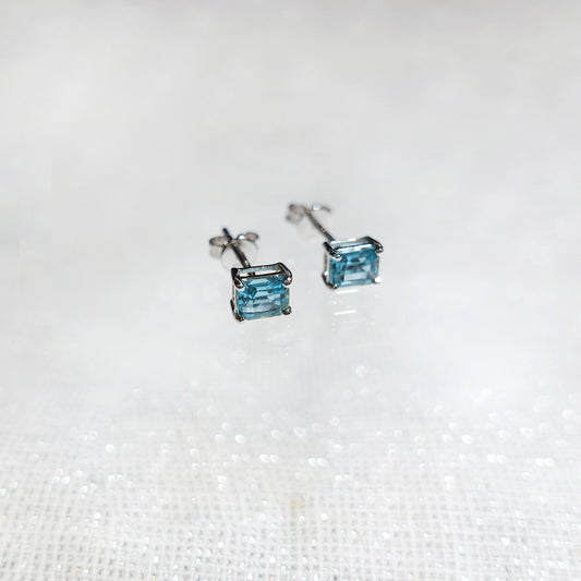 Emerald Cut Topaz Birthstone Earrings