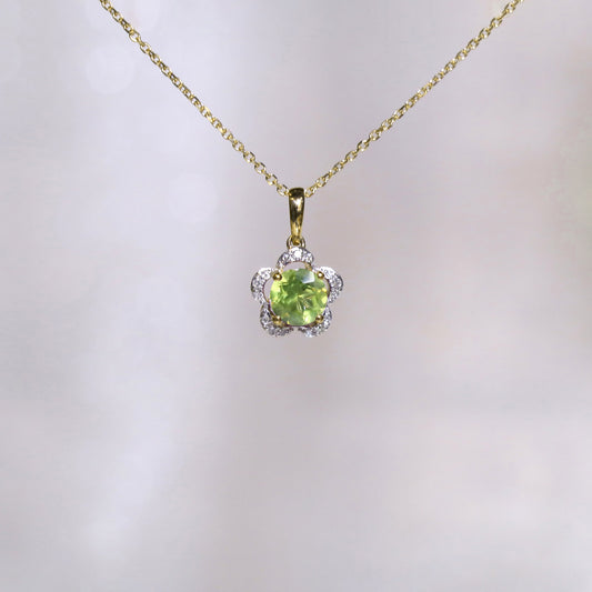 橄欖石櫻花吊墜