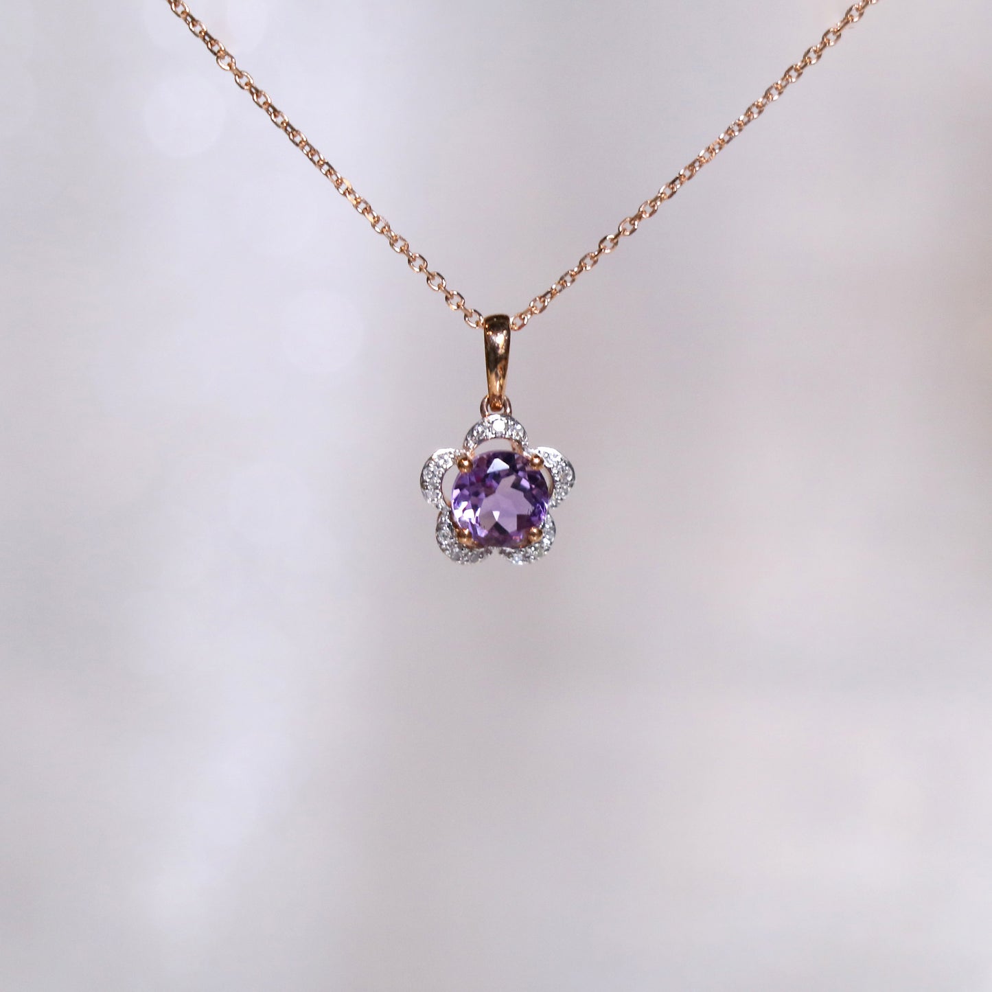 Amethyst Sakura Flower Pendant