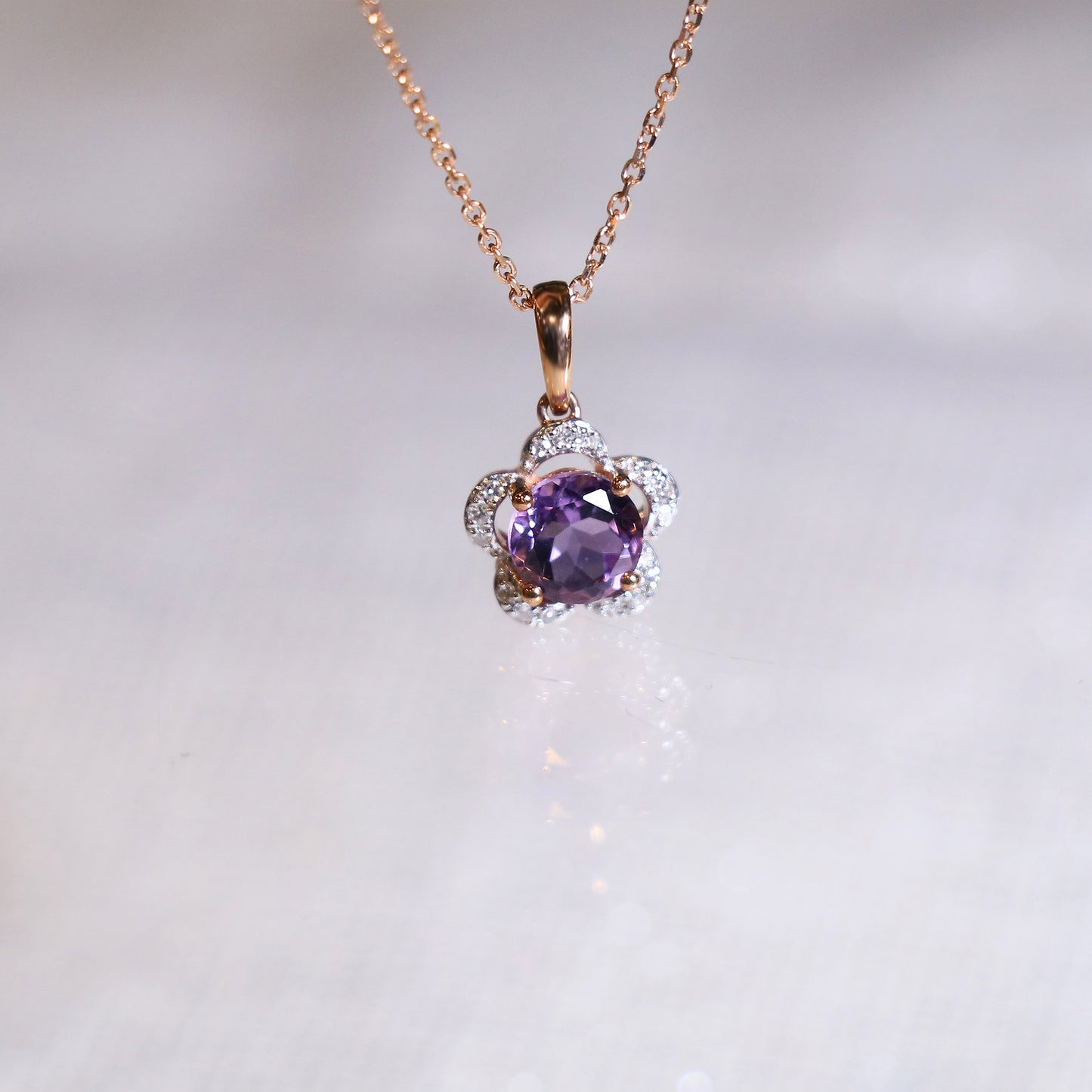 Amethyst Sakura Flower Pendant