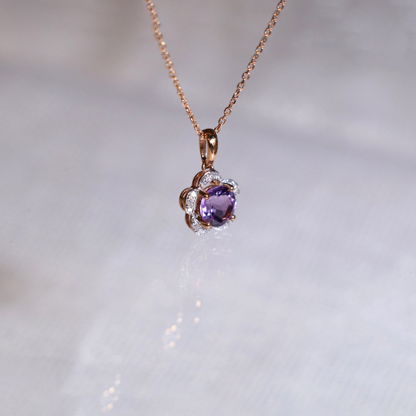 Amethyst Sakura Flower Pendant