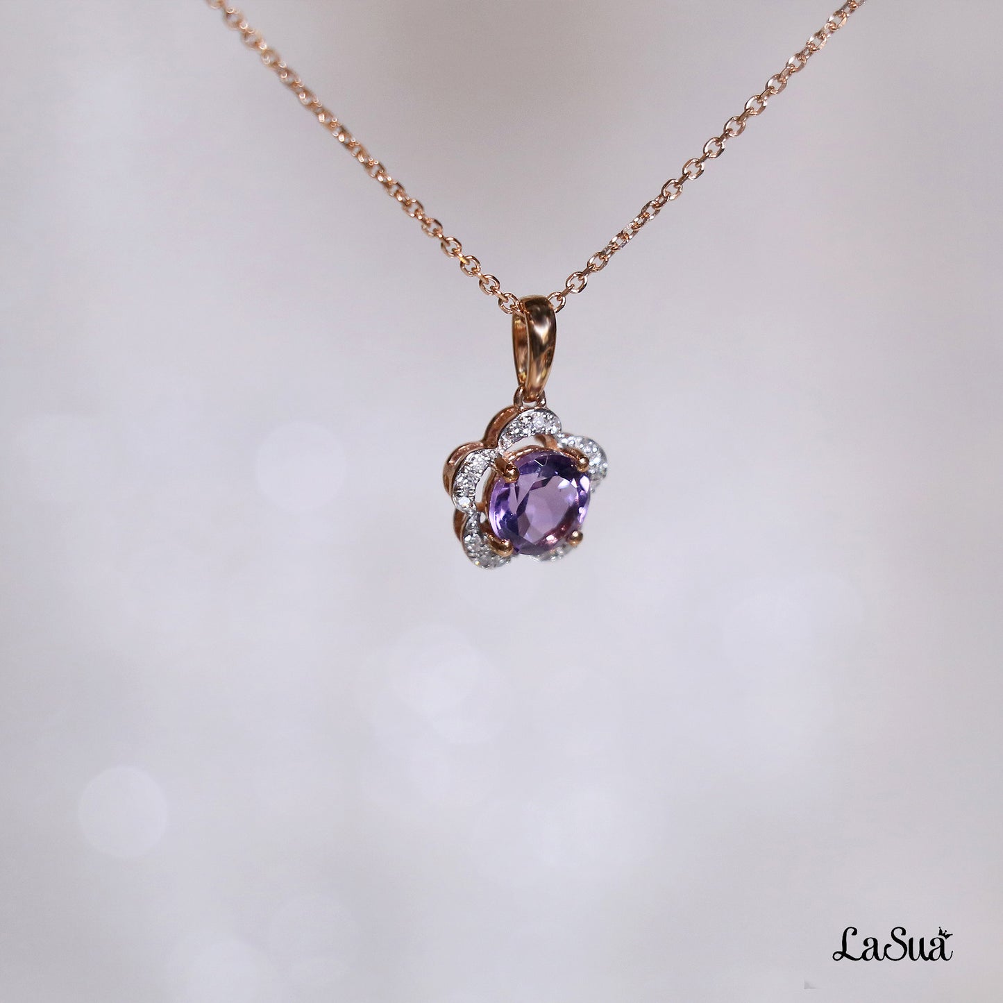 Amethyst Sakura Flower Pendant