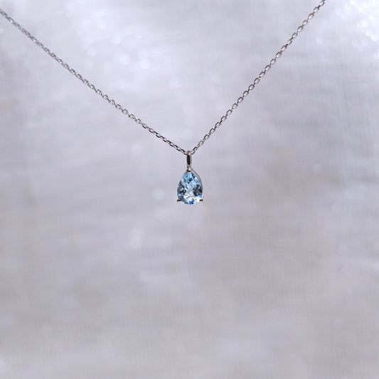 Pear Topaz Solitaire Teardrop Pendant Necklace