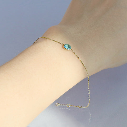 14K Gold Topaz Station Bracelet