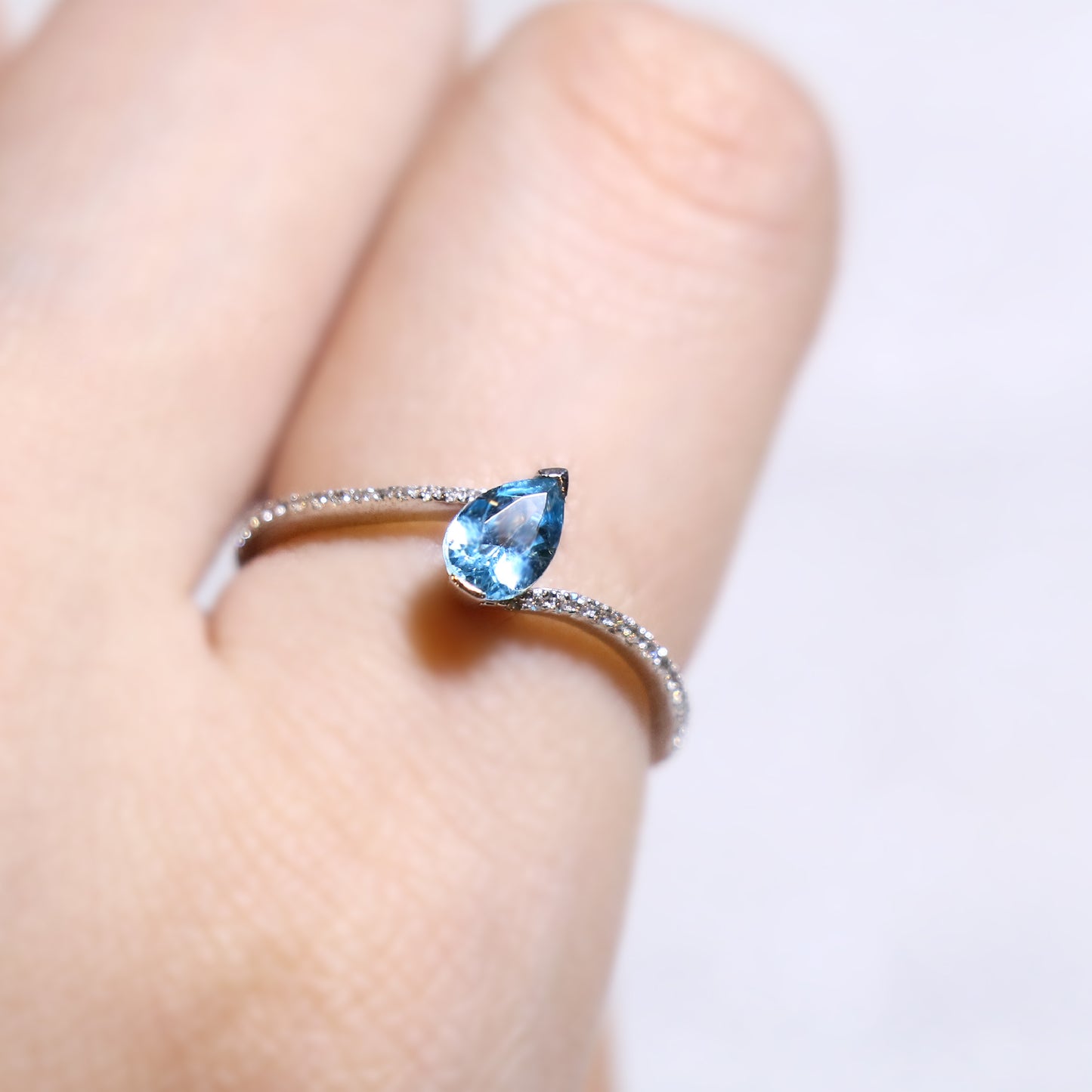 Pear Blue Topaz Bypass Ring