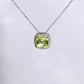 Silver Cushion Peridot Halo Bridesmaid Pendant