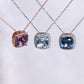 Silver Cushion Peridot Halo Bridesmaid Pendant