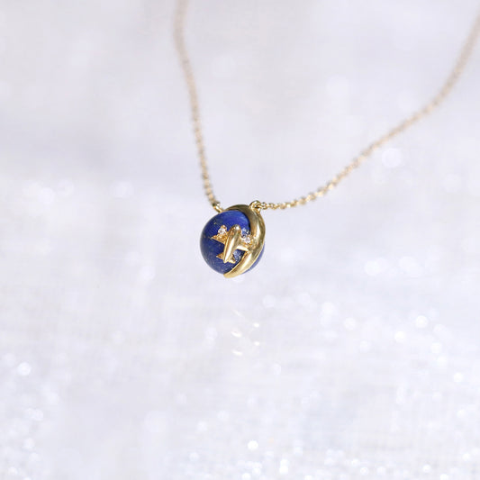 Airplane Lapis Planet Necklace