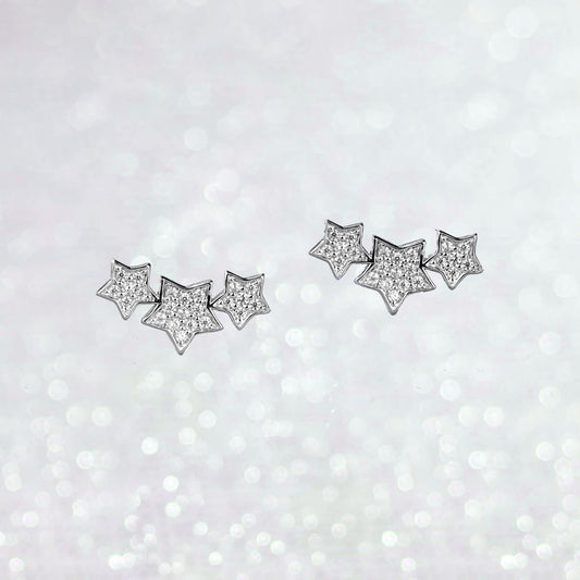 Triple Diamond Star Studs