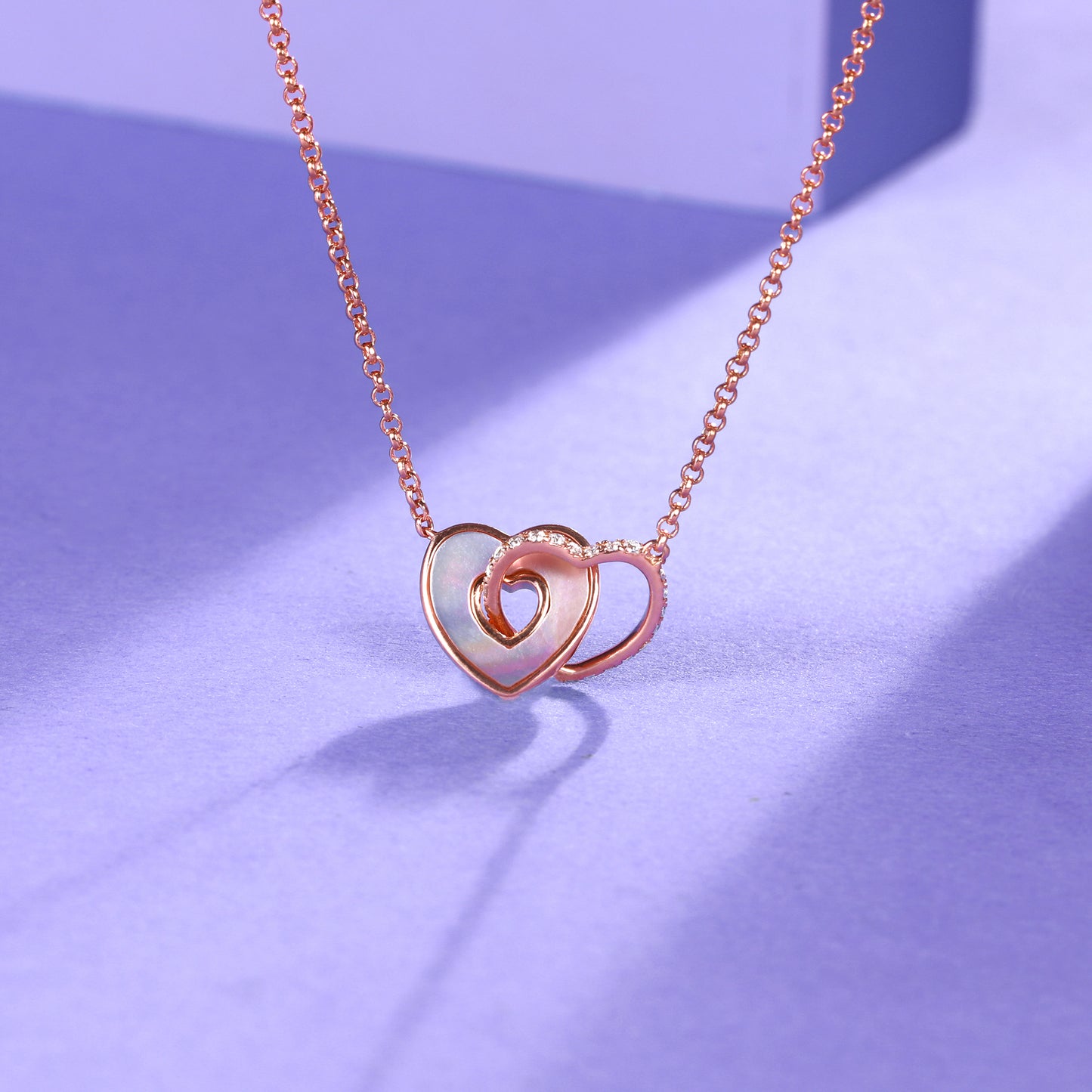 雙重愛心白貝母鑽石項鍊 - LaSua Jewelry