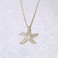White Opal Diamond Starfish Gold Necklace