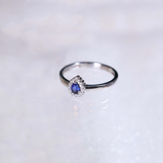 Pear Sapphire Halo Diamond Ring