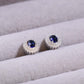 Classic Oval Blue Sapphire Double Halo Earrings