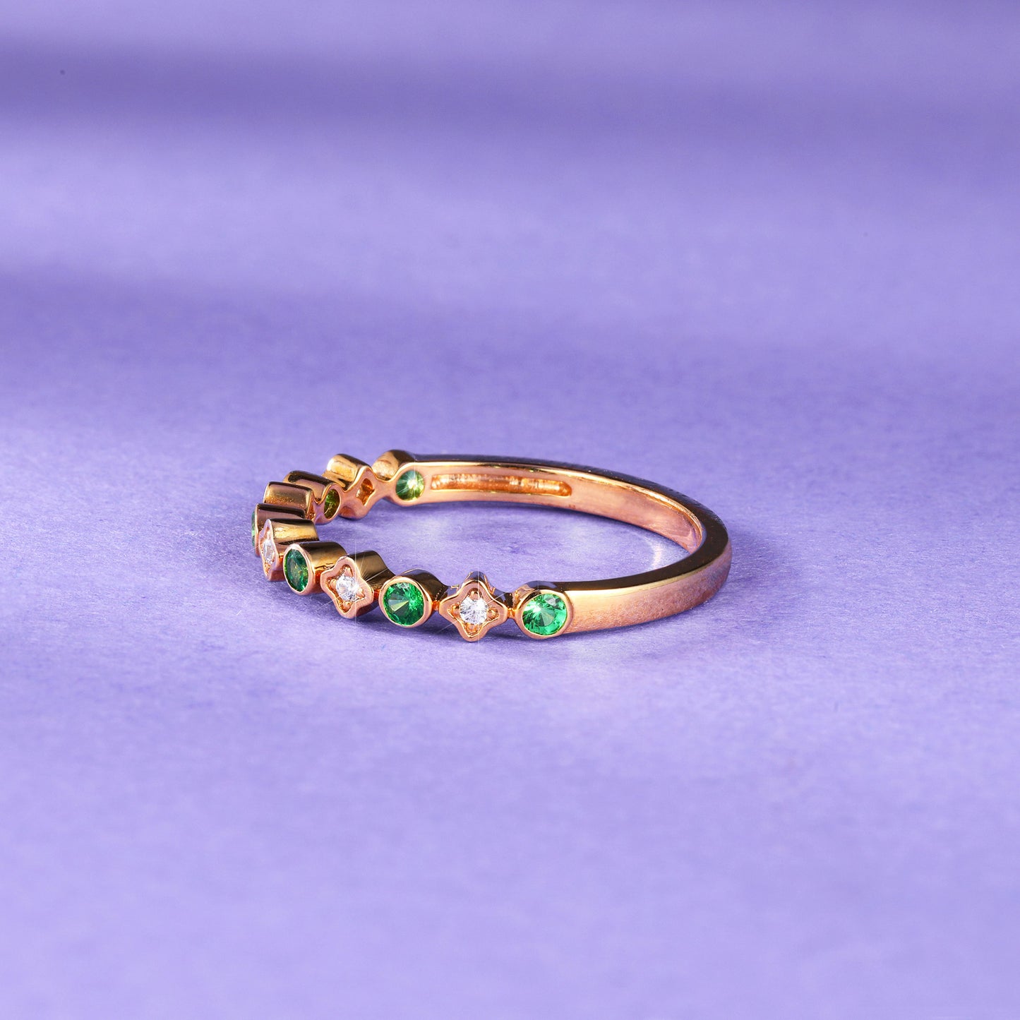 Emerald Diamond Clover Ring