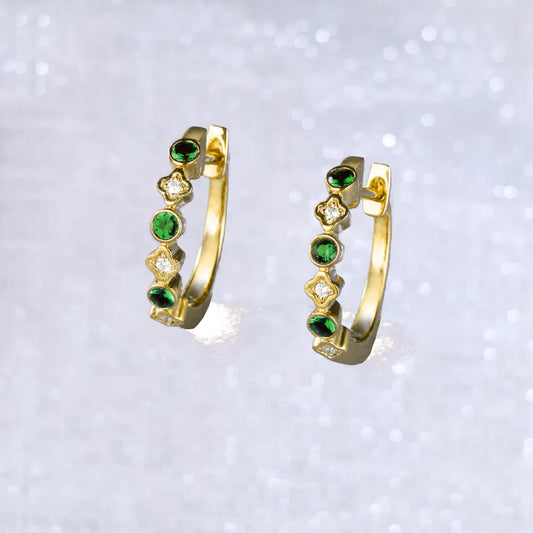 Emerald Diamond Clover Earrings