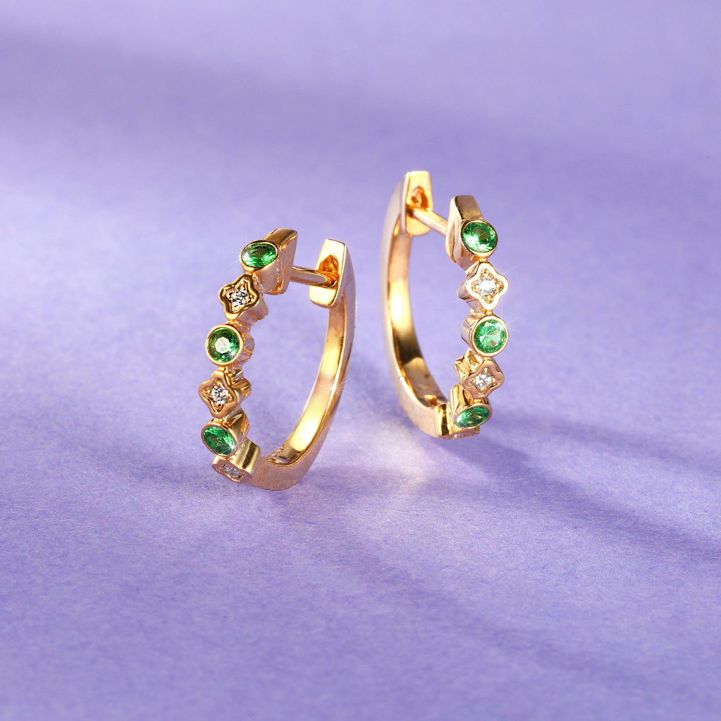 Emerald Diamond Clover Earrings