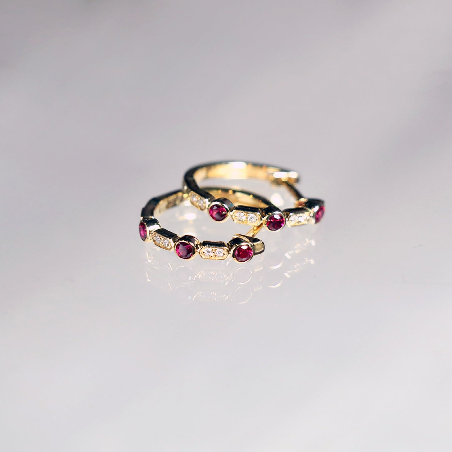 Ruby Diamond Hoops Earrings