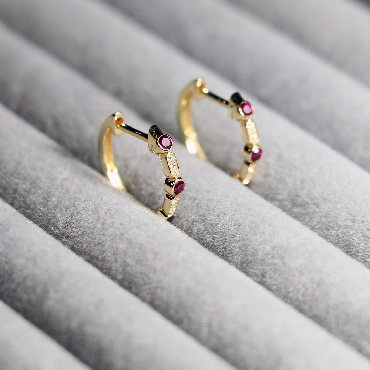 Ruby Diamond Hoops Earrings