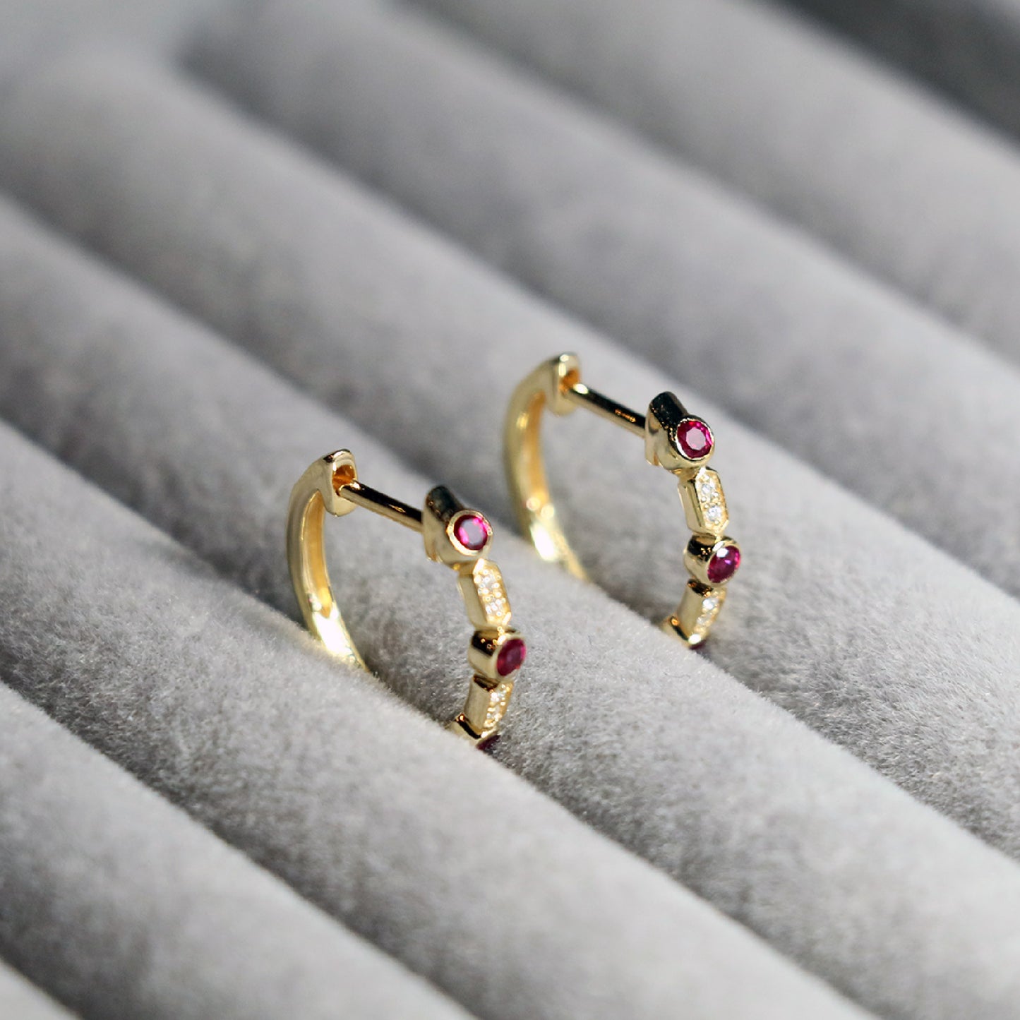 Ruby Diamond Hoops Earrings