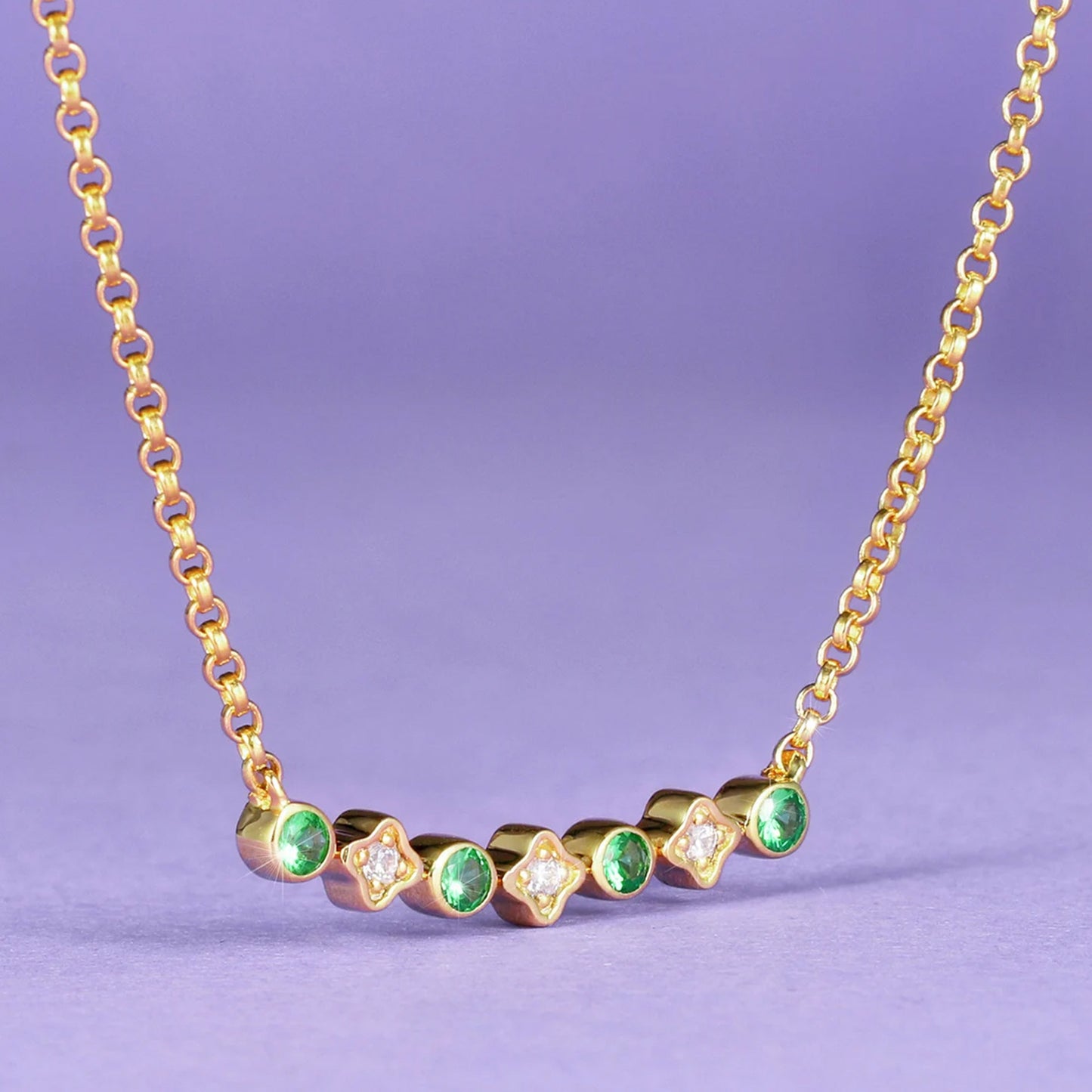 Emerald Diamond Clover Necklace