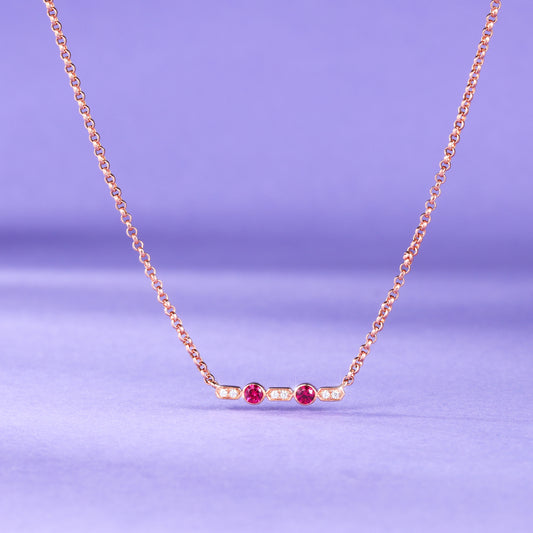 Vintage Rose Ruby Diamond Necklace