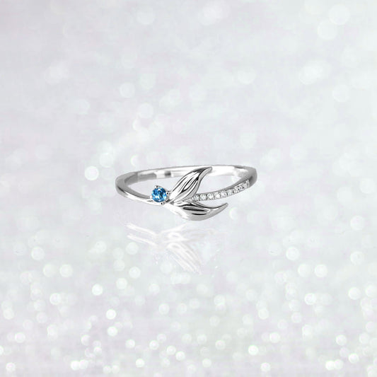 Silver Mermaid Tail Diamond Custom Birthstone Ring