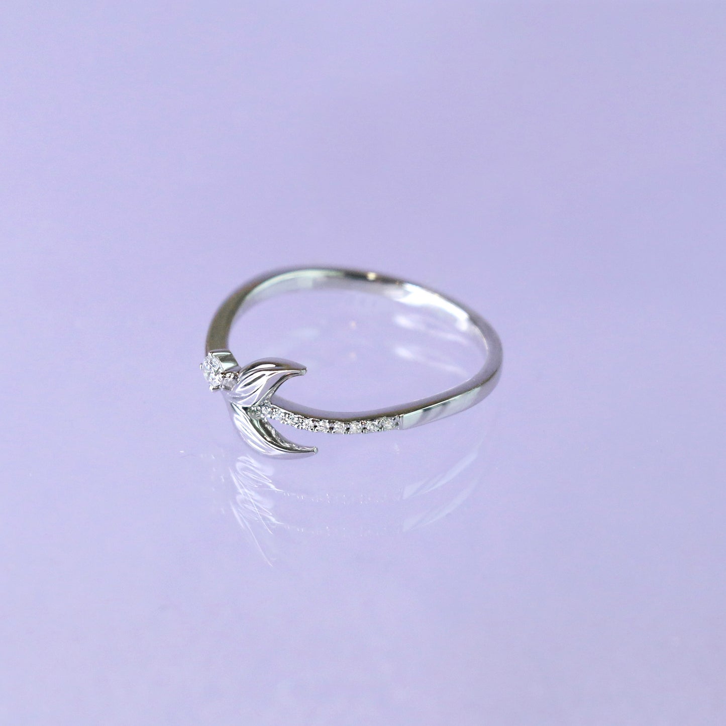 Silver Mermaid Tail Diamond Custom Birthstone Ring