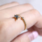 Gold Blue Topaz Star Chain Ring