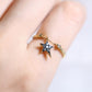 Gold Blue Topaz Star Chain Ring