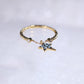 Gold Blue Topaz Star Chain Ring