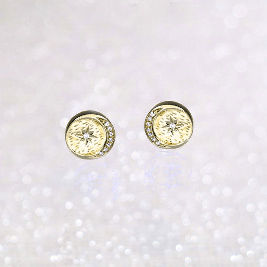 Gold Star & Moon Round Earrings