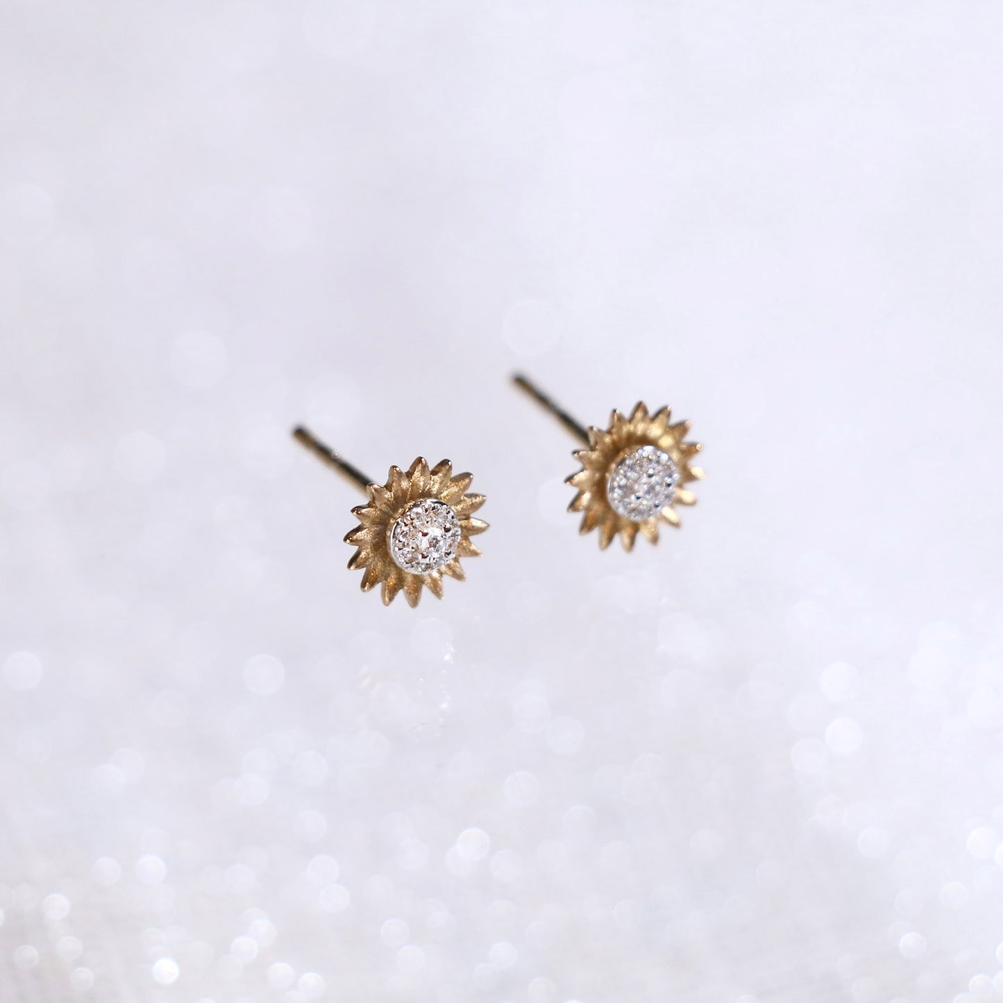 Sunflower Minimalist Diamonds Earrings Studs