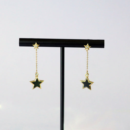 Black Agate Star Drop Earrings