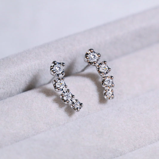 White Gold Dainty Diamond Earrings
