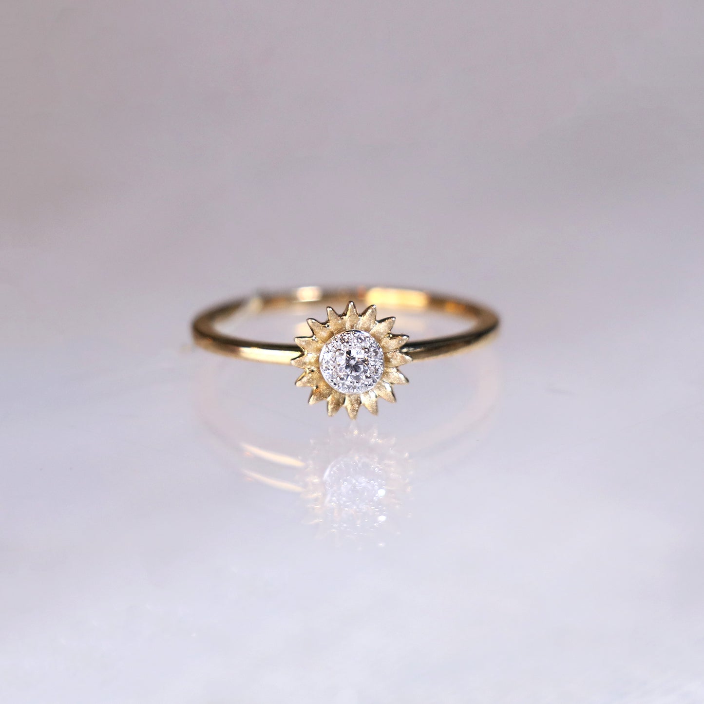 Gold Sunflower Diamond Ring